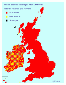 Map of winter season coverage: Atlas 2007-11